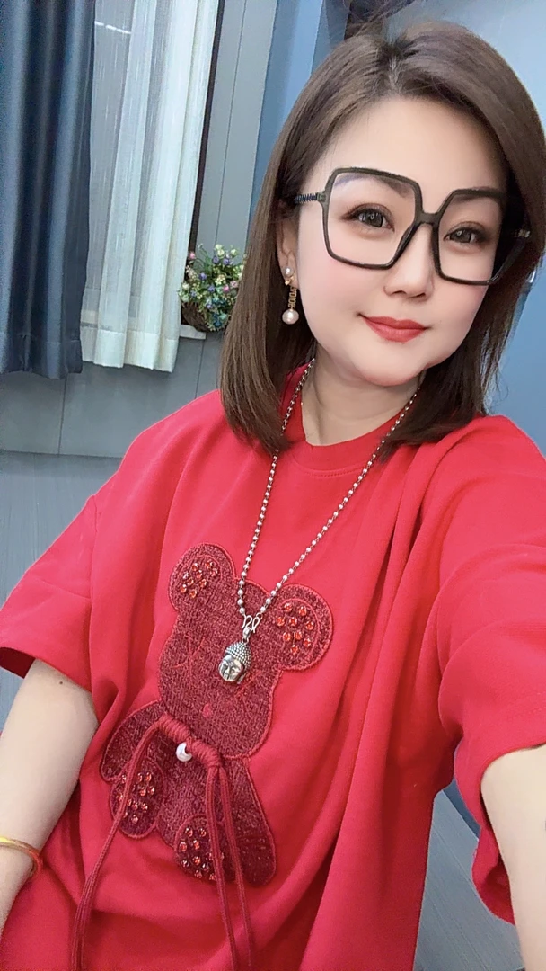 【王大艳家】1717，百搭红色短袖T恤