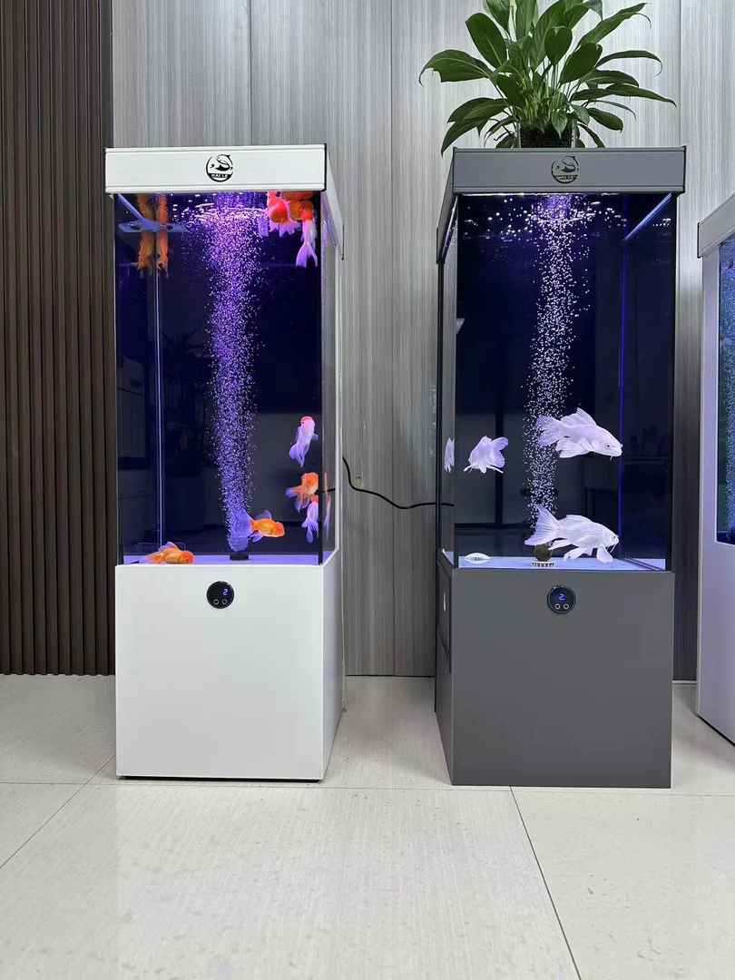 客厅时尚落地款免换水超白玻璃下过滤干湿分离家用养鱼智能鱼缸