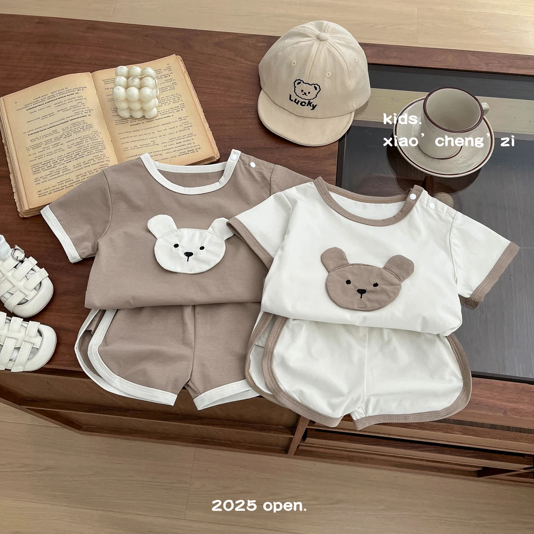 T25X11新款卡通小熊套装夏季居家外出百搭男童女童韩版日常婴儿