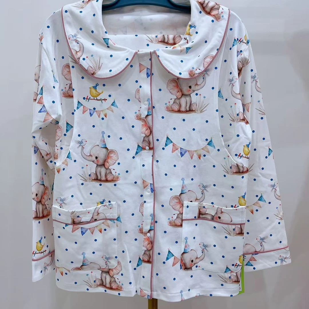 娃娃领针织棉成人月子服四季款