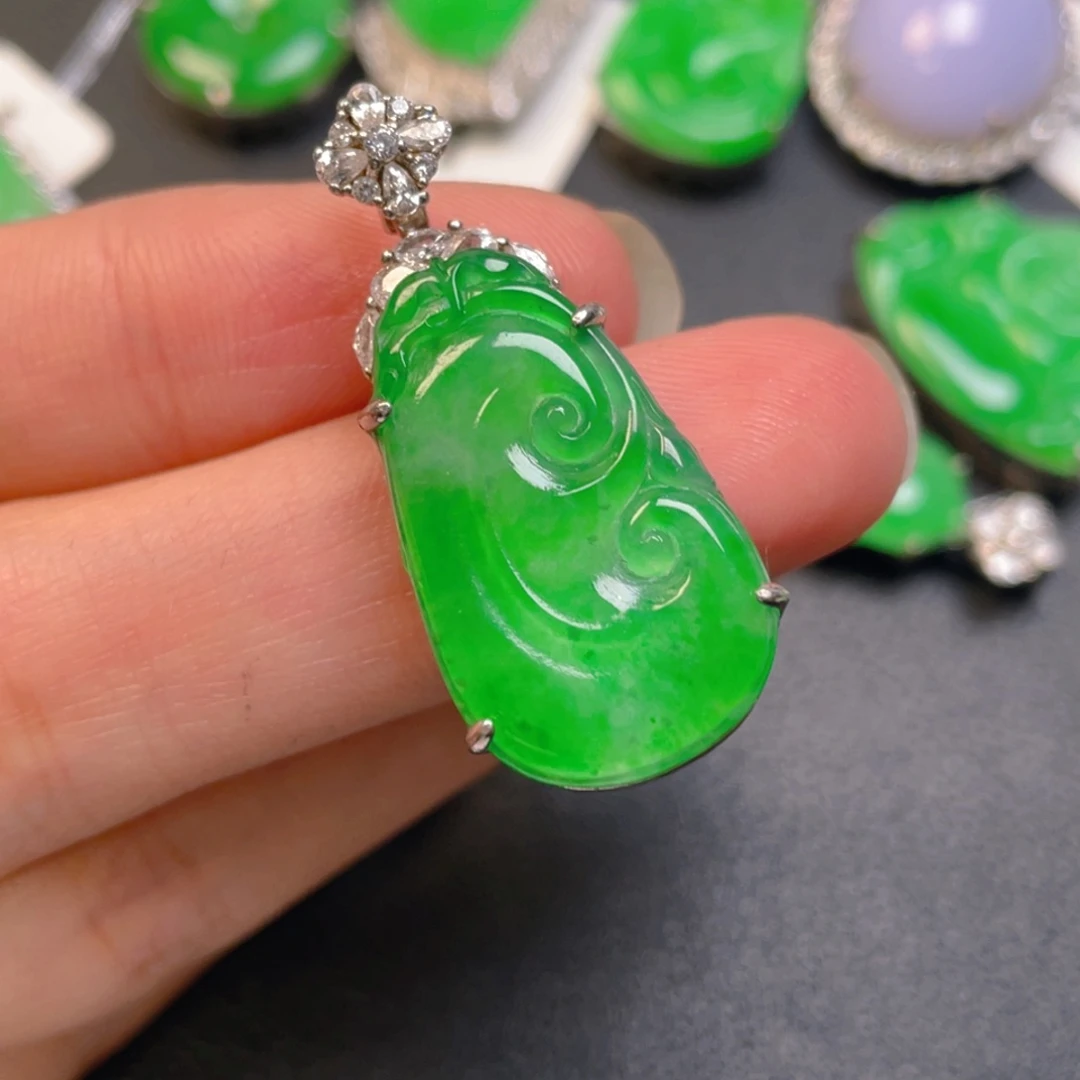 翡翠银S925镶嵌吊坠(不含链)