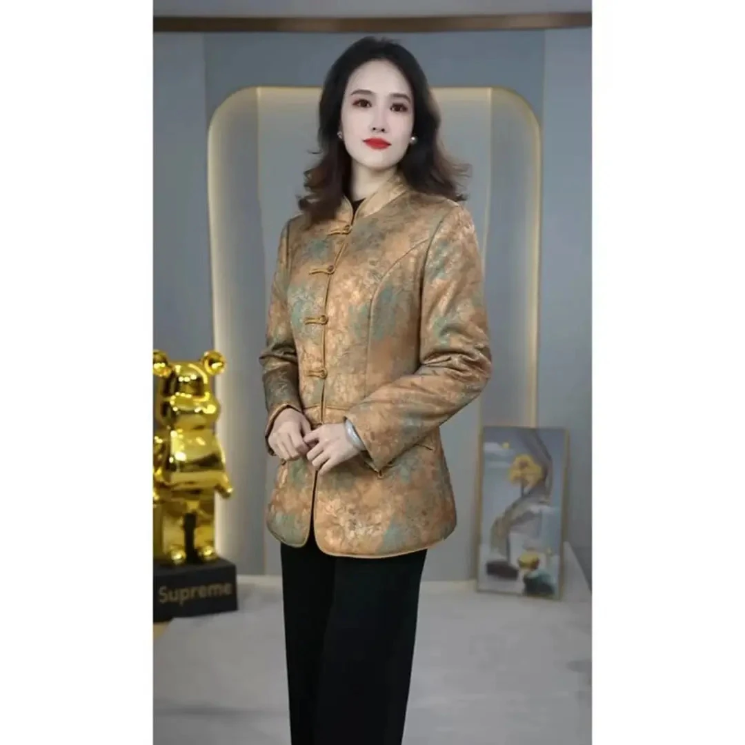 2025提花缎新款加厚保暖时尚修身显瘦女装休闲气质洋气外套