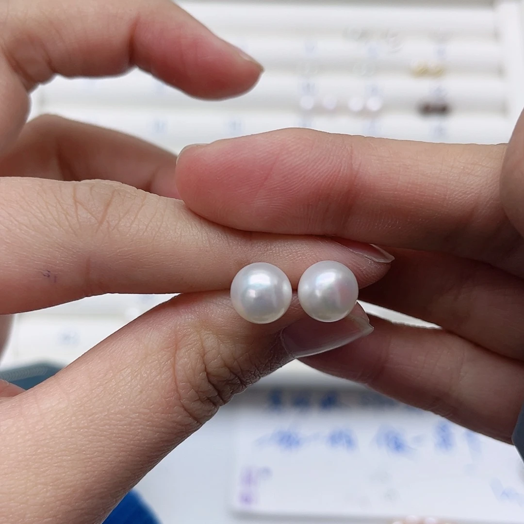 淡水珍珠耳饰银S925镶嵌@*薛