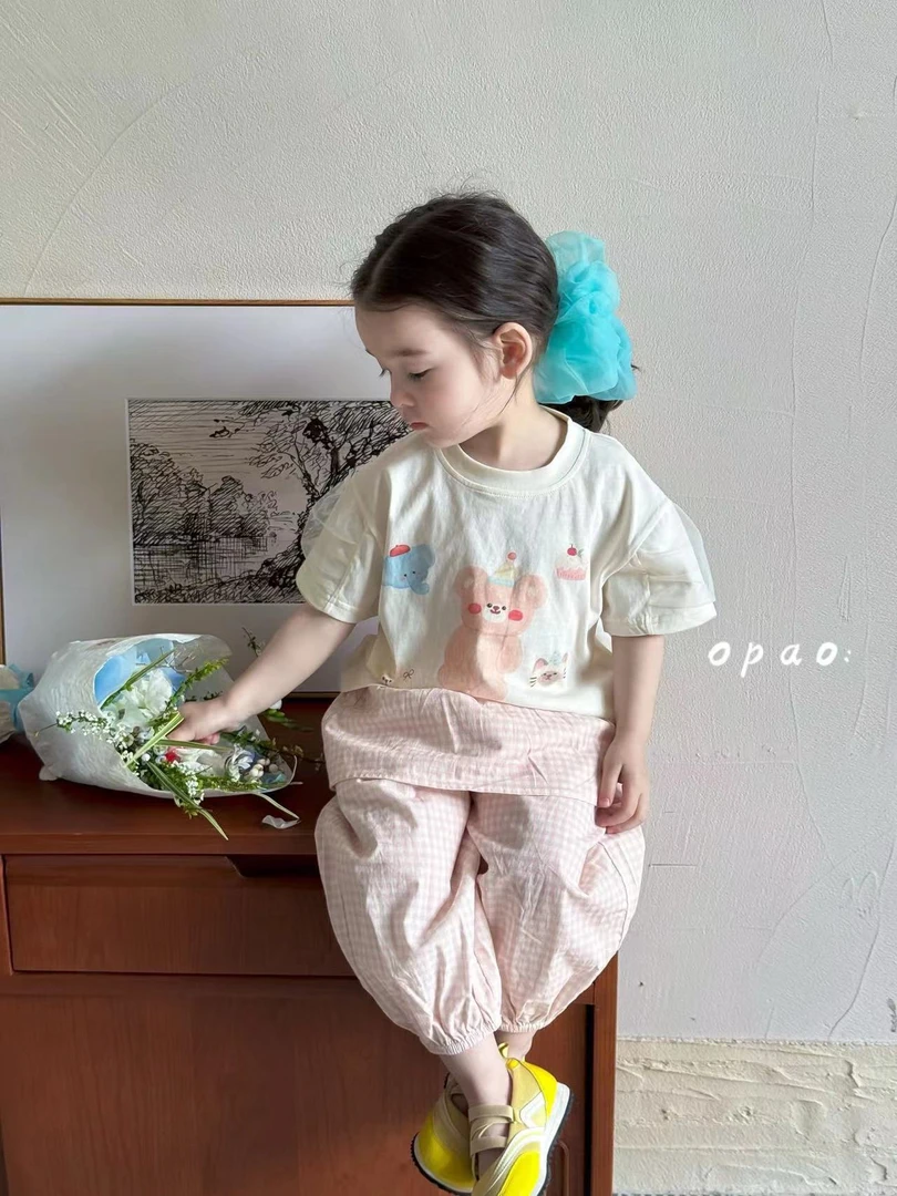 女童套装夏季儿童宝宝夏款工装裤洋气两件套卡通印花薄款夏装3岁