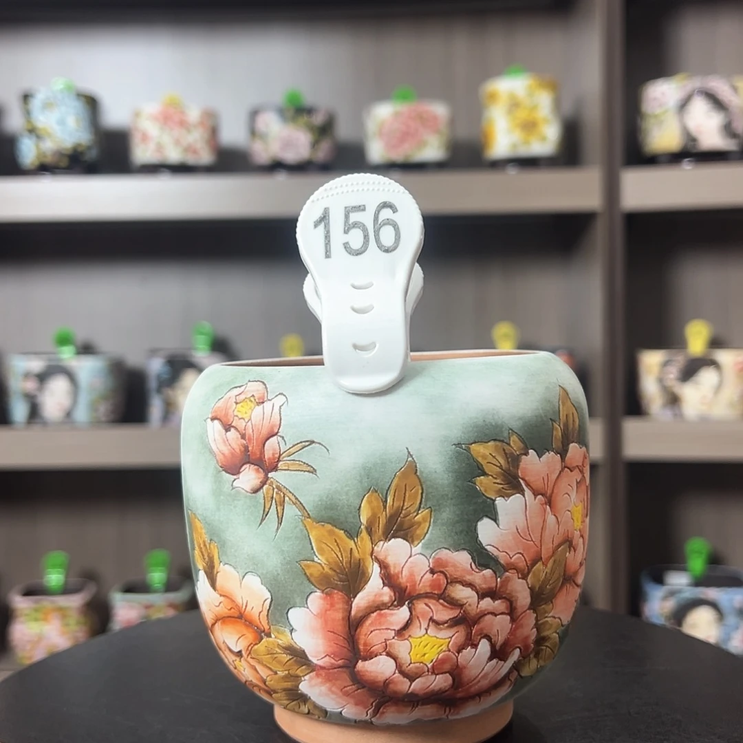 手绘陶瓷花盆口9高10.8