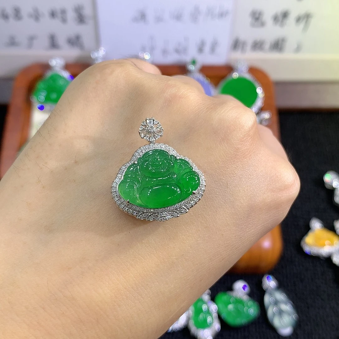 【闪购商品】吊坠(不含链)18K金镶嵌翡翠佛公