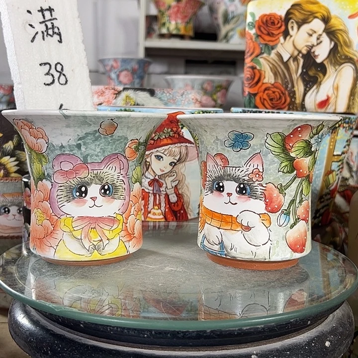 景德镇手绘花盆性价比超高的直播间