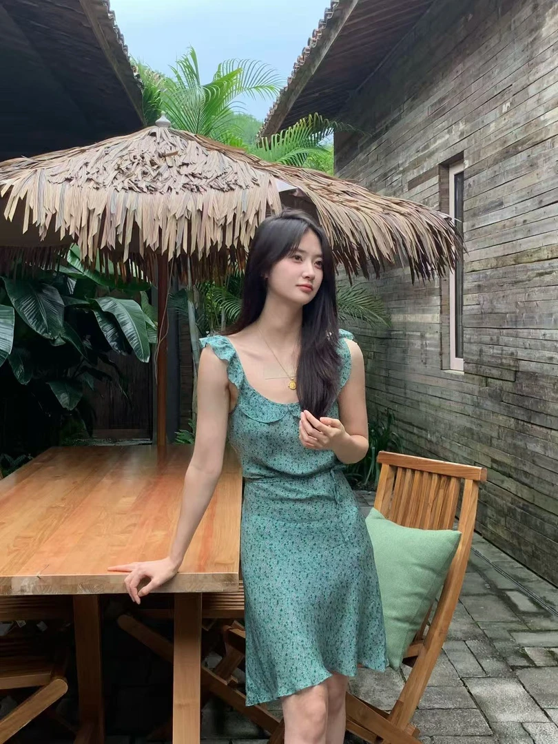 温柔瑶-Ersan#“100人丝”减龄碎花裙#7553（裙长66cm 腰围76）【福福】