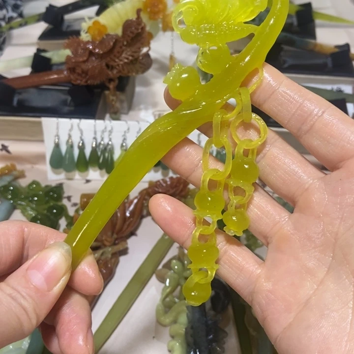 蛇纹石玉发簪未镶嵌霖*