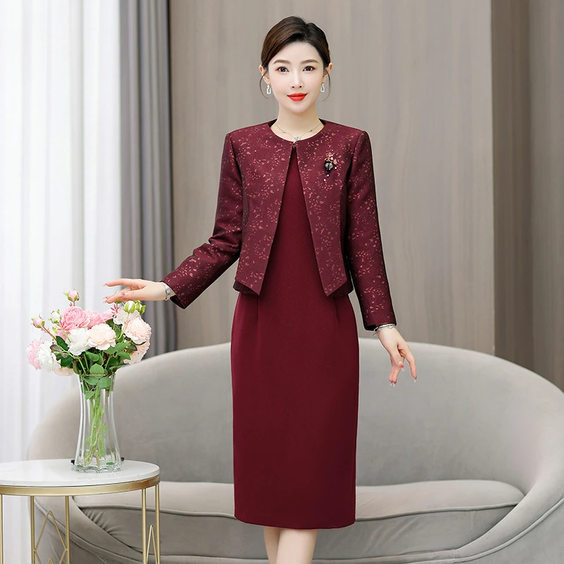 高档礼服妈妈连衣裙女2025年春秋冬季新款时尚气质喜婆婆婚宴装服