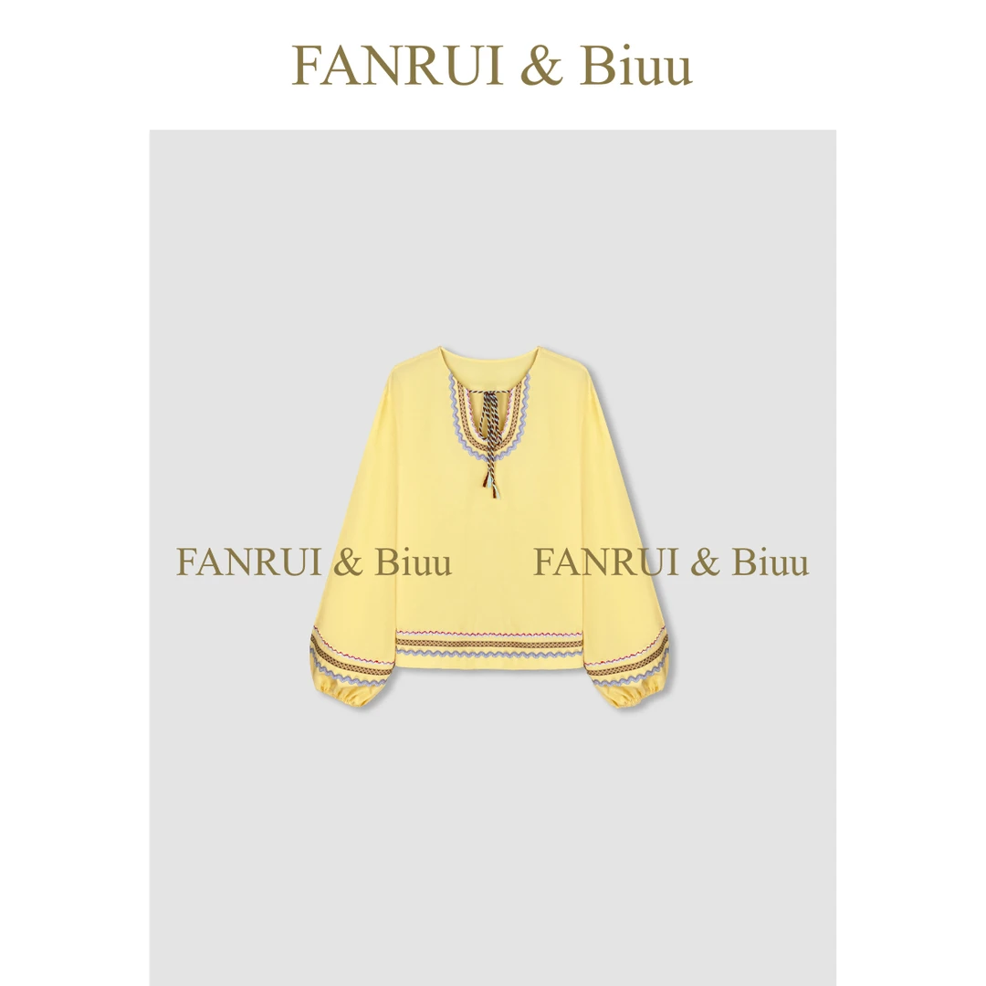 FANRUI/泛芮「穗谣」天丝亚麻洋气减龄百搭设计感爆款上衣女B16688