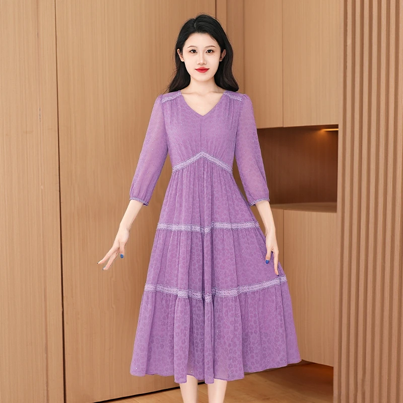 新款优雅新款气质时尚大气休闲收腰连衣裙25122-ASJ