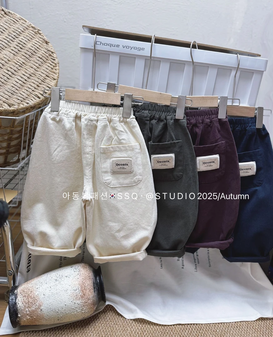 B6357韩国小裤棉布裤儿童小裤口袋标