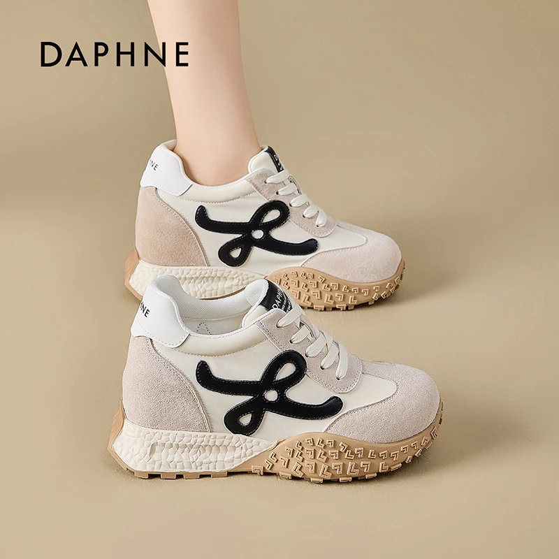Daphne/达芙妮2025夏季新款厚底系带舒适百搭时尚洋气休闲德训鞋