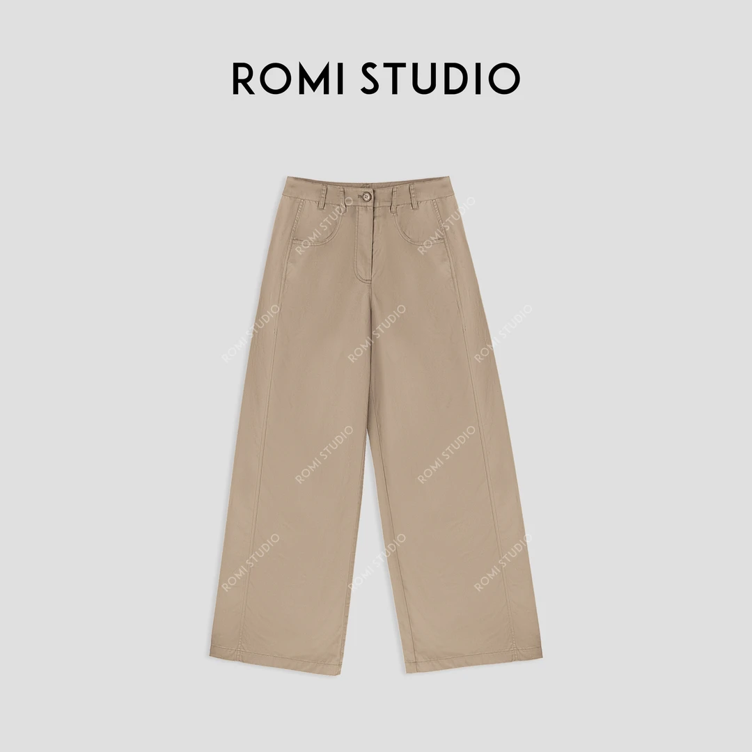 ROMI STUDIO“法式优雅" 高密度棉洗水挺阔直筒休闲裤 24SSK155
