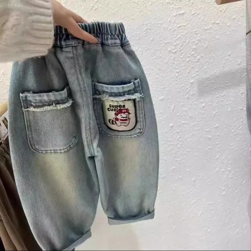 男童牛仔裤春装2025新款韩版儿童潮酷时尚老爹裤帅气百搭柔软裤子
