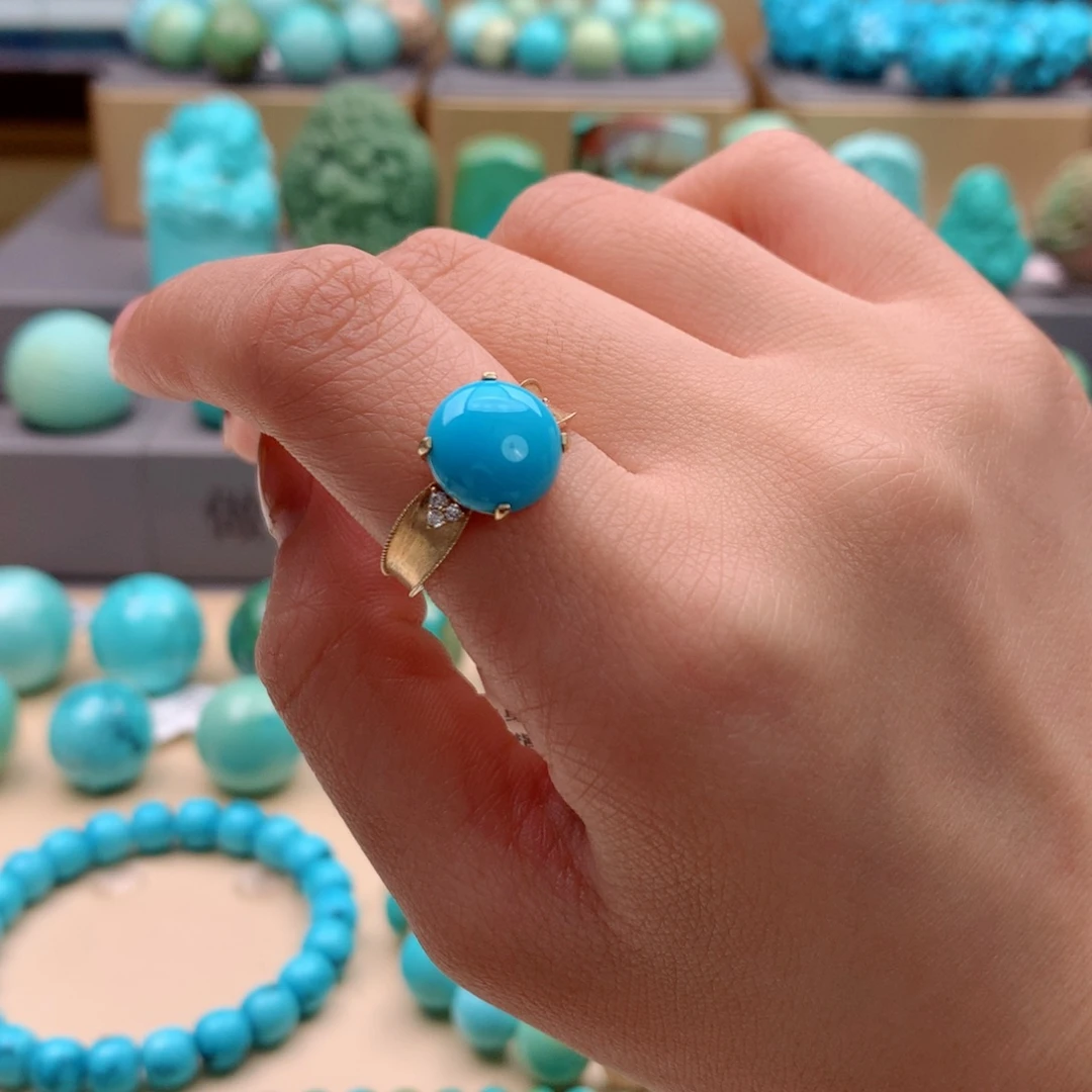 绿松石18K金镶嵌珠宝奇石