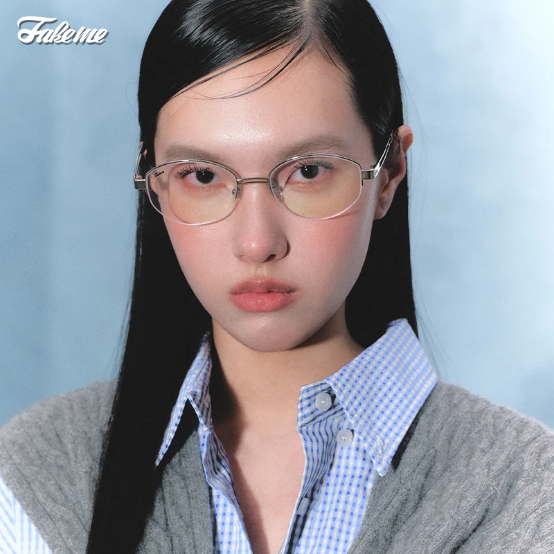 Fakeme（达人专属）老钱风光学镜框格雷系素颜镜轻奢白月光backbone