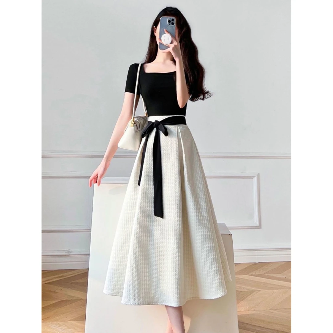 老钱风松弛感女装贵气款气质收腰显瘦名媛风中长款半身裙子