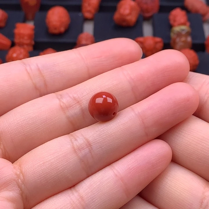 M***e南红玛瑙未镶嵌圆珠单珠10MM