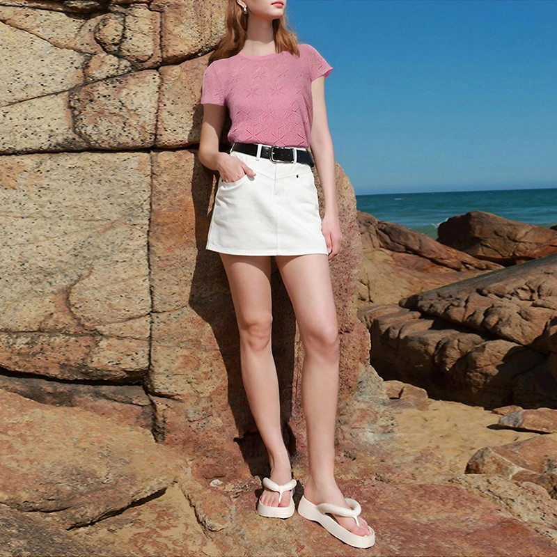 吊带背心打底内搭女圆领设计感小众镂空短袖上衣时尚套装