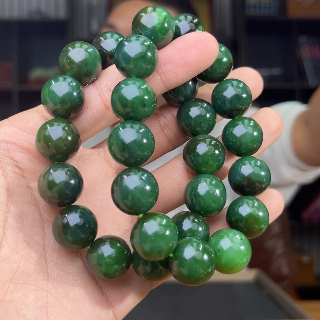 和田玉未镶嵌手串天然和田玉俄罗斯乌兰海碧玉16多样性发其一微瑕