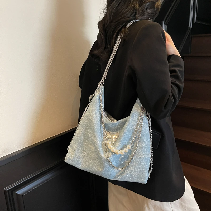 一包多用托特包牛仔布单肩包韩版时尚百搭斜挎包休闲双肩包女包包