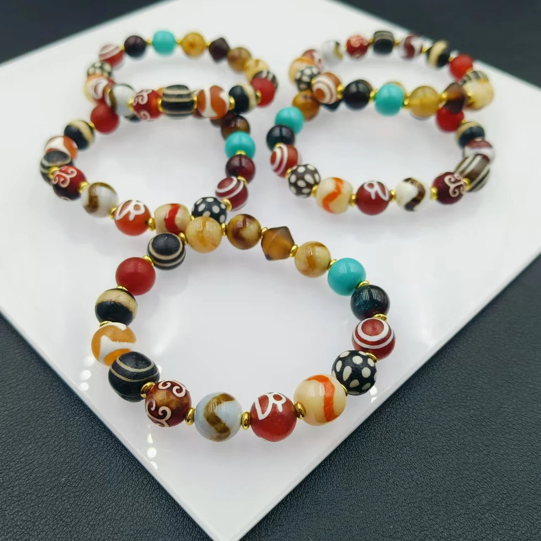 「戴琴珠宝」FR6251-玛瑙10mm左右藏传多宝单圈手串（多样性发其一）