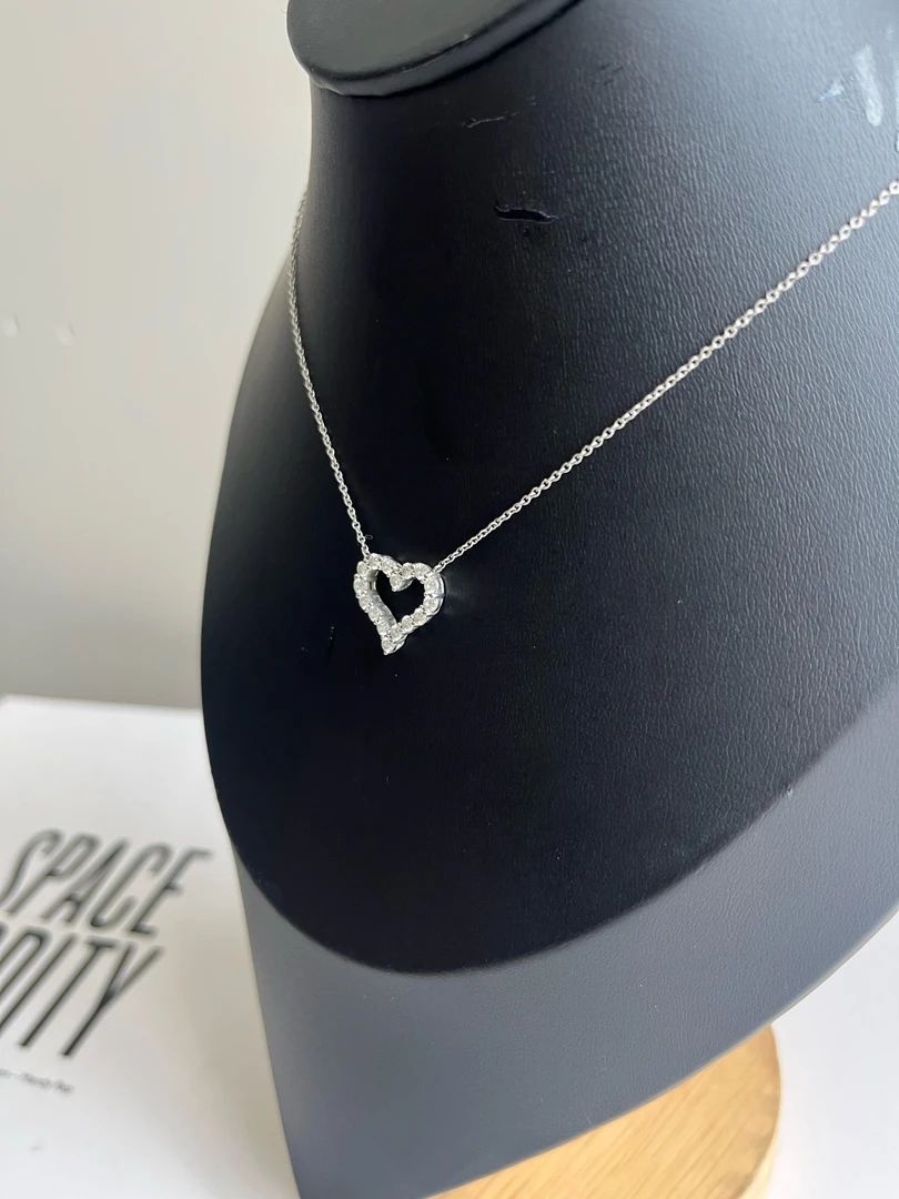 99新 Tiffany & Co./蒂芙尼 铂金爱心满钻项链40.6厘米0.54克拉