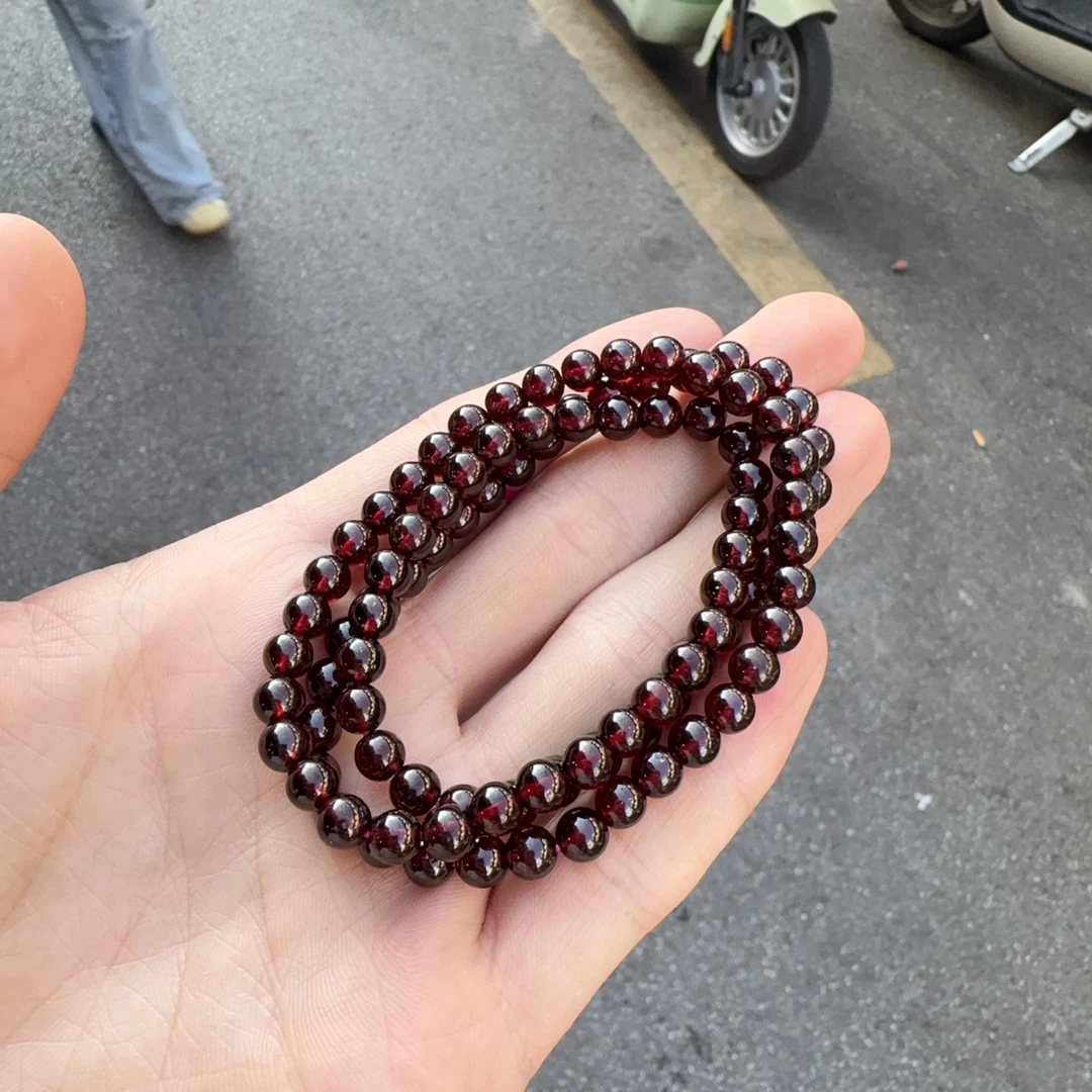 天然石榴石素圈手链约5-6mm左右多样性拍一发一j