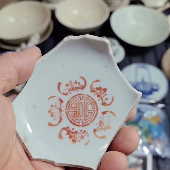 瓷片青花影青杯垫学习标本