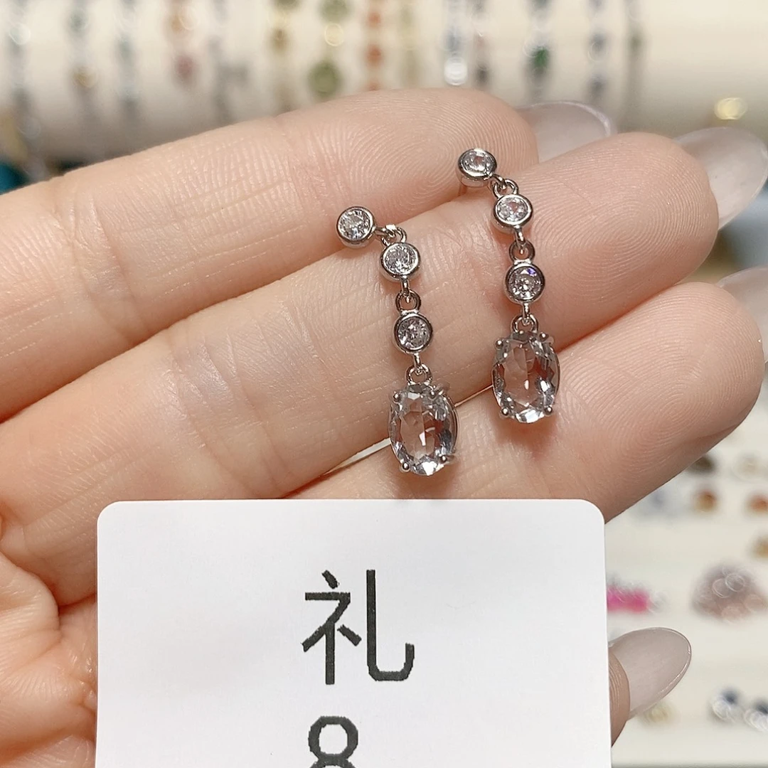 水晶耳饰银S925镶嵌礼8