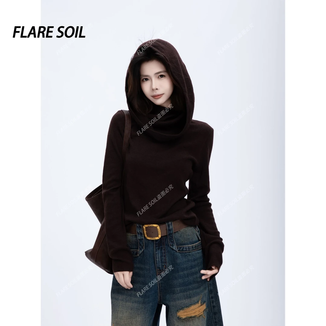 【FLARE SOIL】女巫大帽衫废土风穿搭上衣针织秋款套头帽衫 T4711A