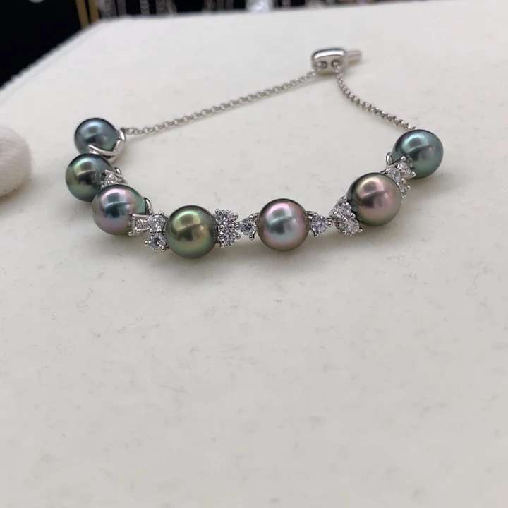 银S925镶嵌手链海水珍珠