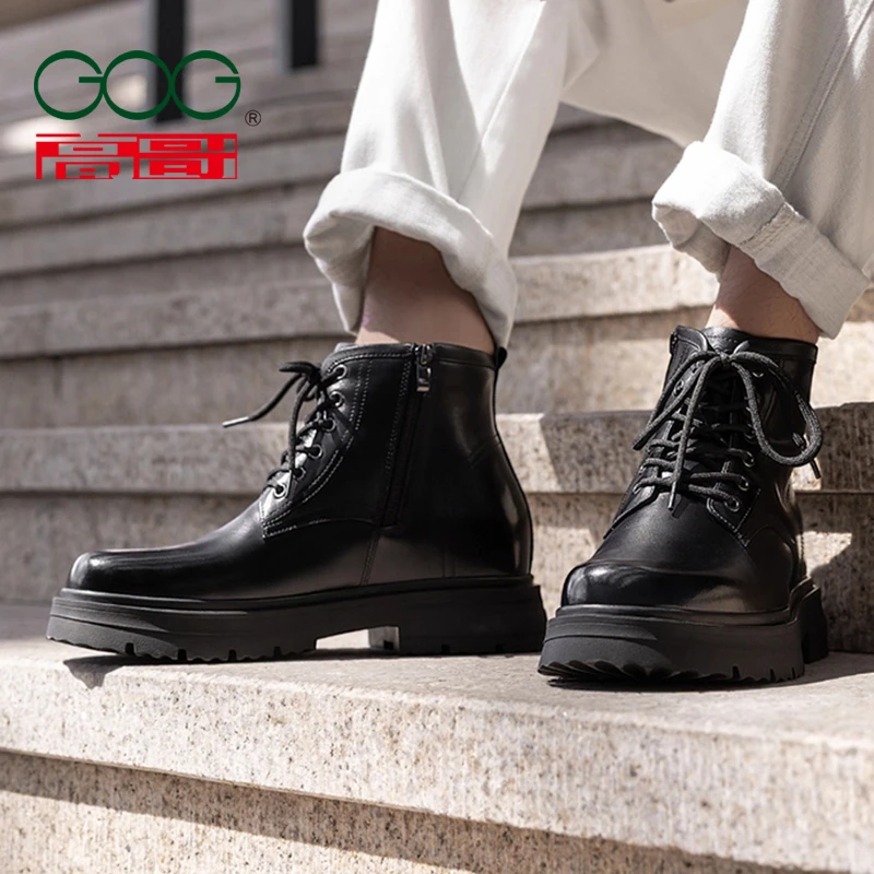 【显高显瘦】高哥内增高马丁靴男款休闲增高靴子男鞋冬大头皮鞋男士