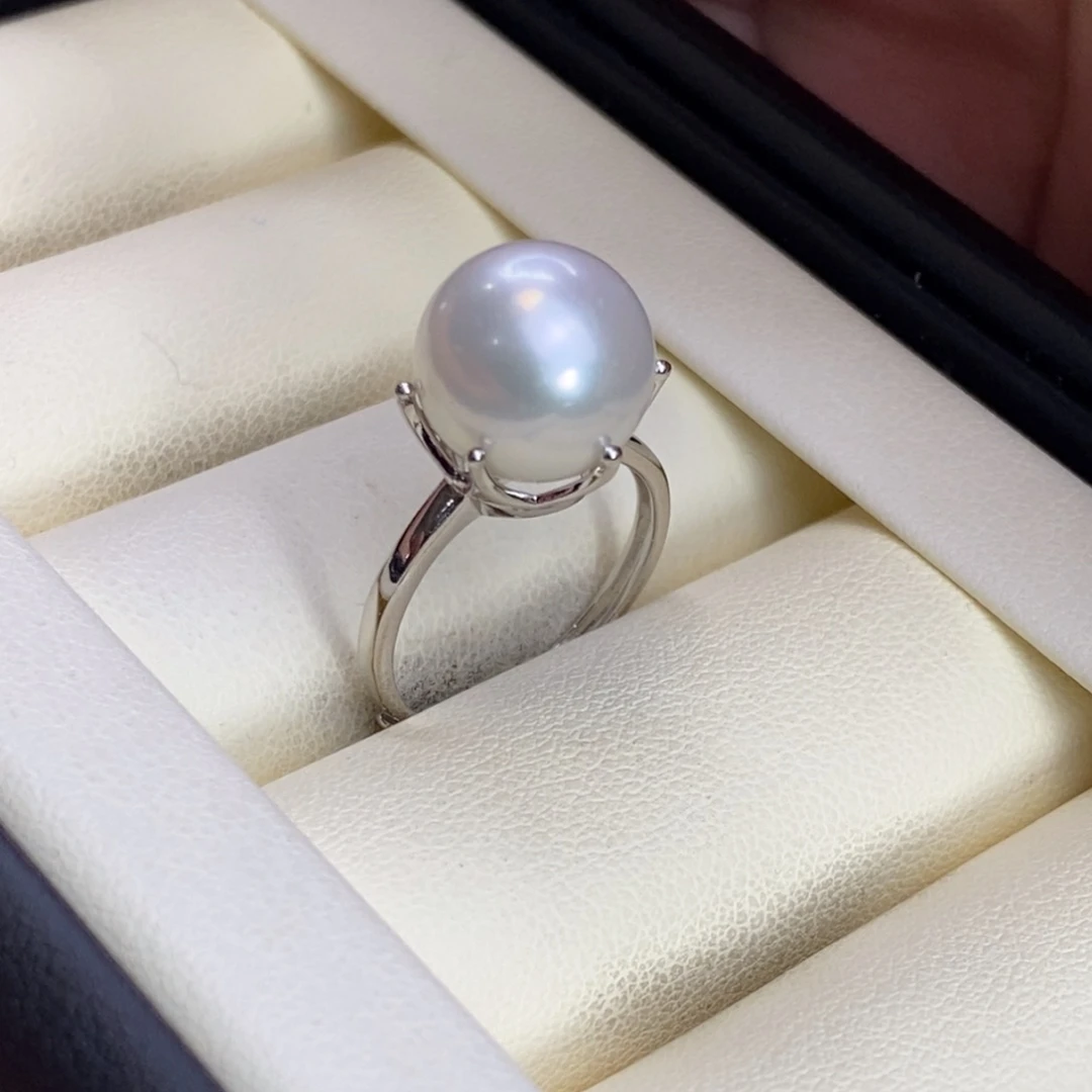 淡水珍珠银S925镶嵌戒指特价微瑕