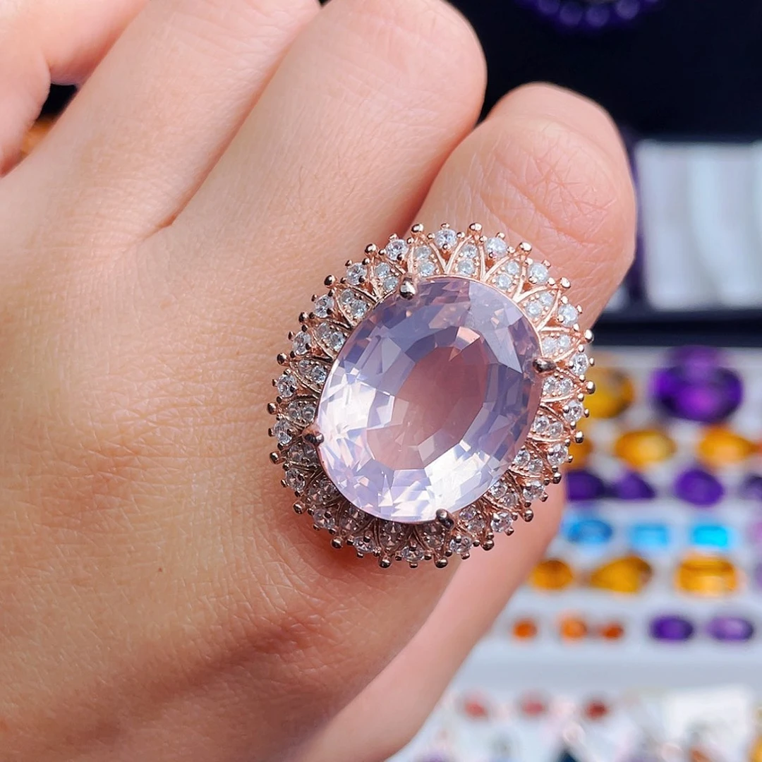 银S925镶嵌戒指芙蓉石天然保真