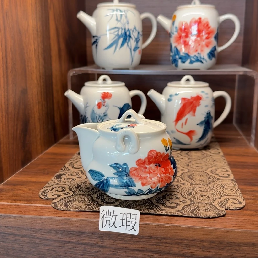 釉下手绘茶具微瑕