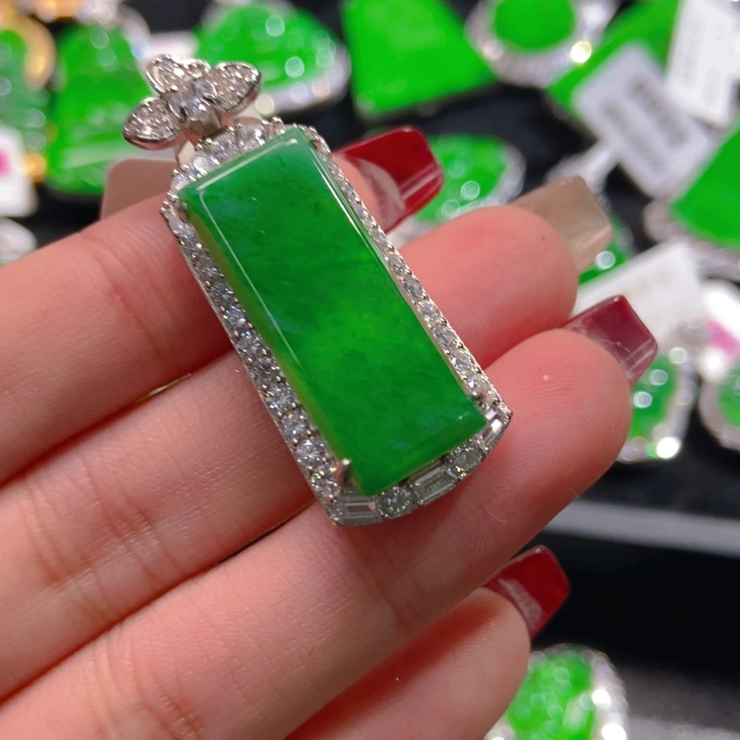 翡翠吊坠(不含链)银S925镶嵌