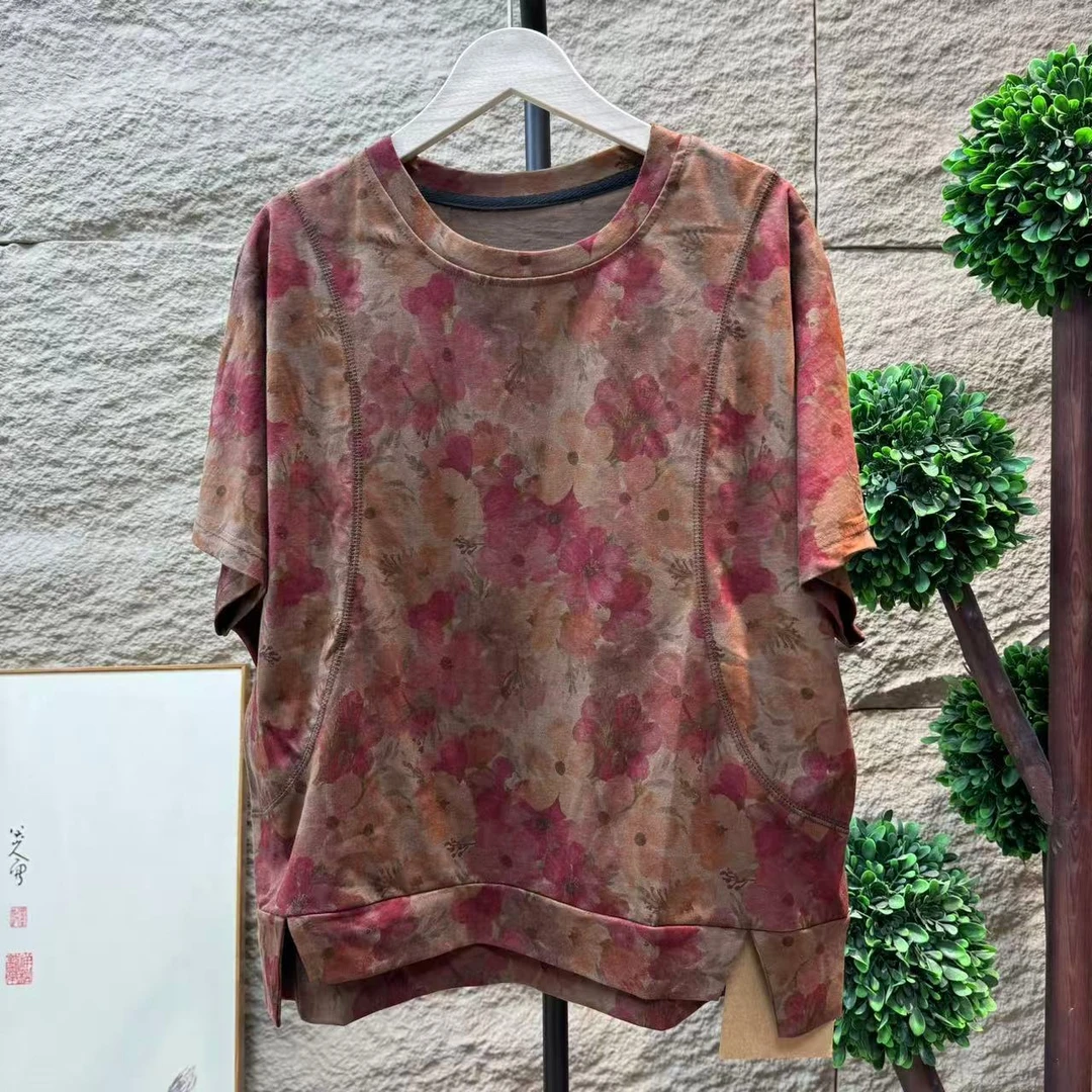 9703新款夏季休闲减龄印花遮肉简约T恤QZ