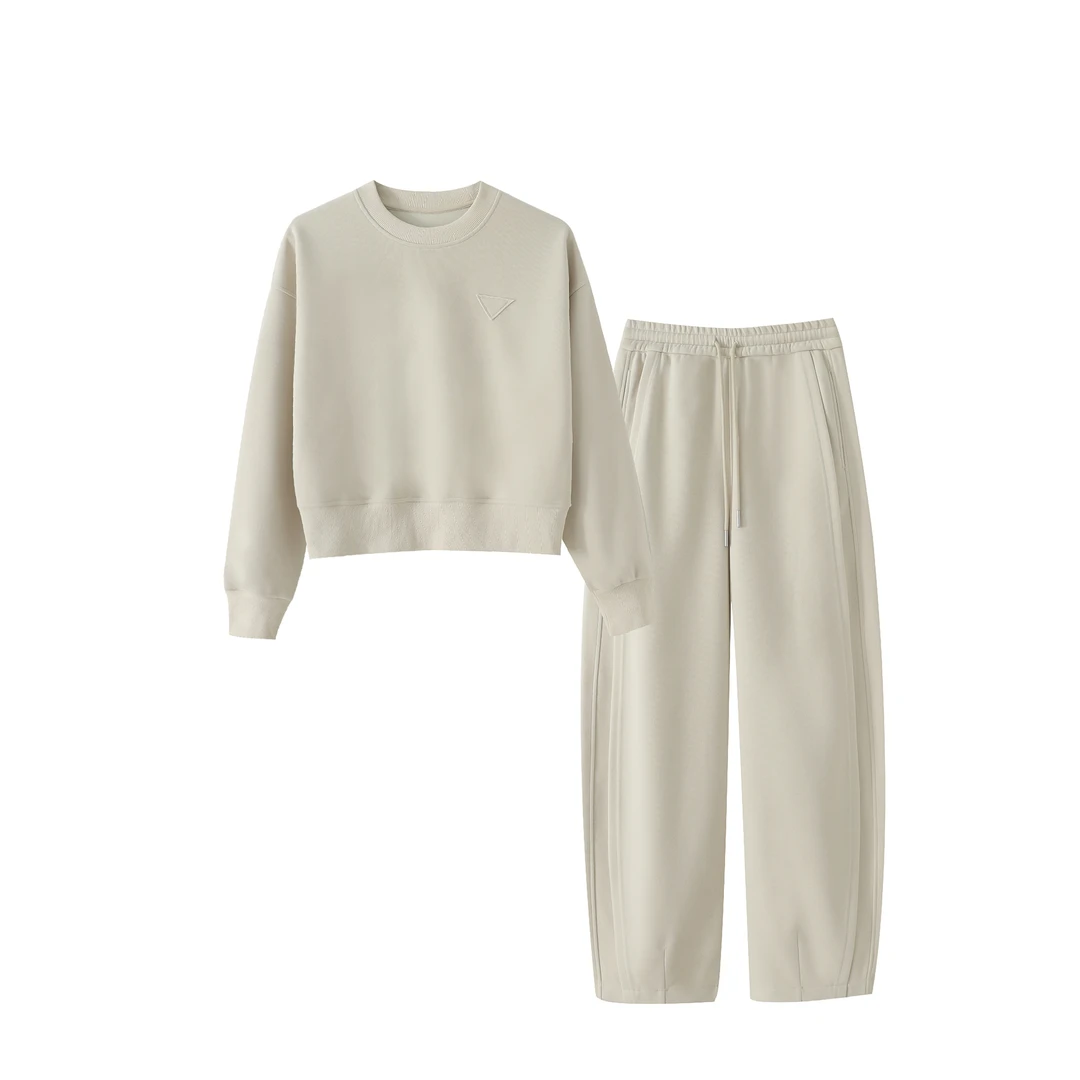 25冬春款三角贴布香蕉裤时尚休闲普家短版套装（七色）