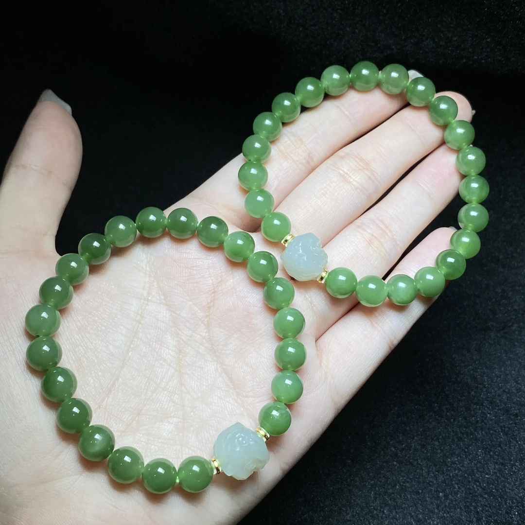 【小北珠宝】和田玉DIY单圈手串约7.5mm+【多样性发一件】10-BH14X502