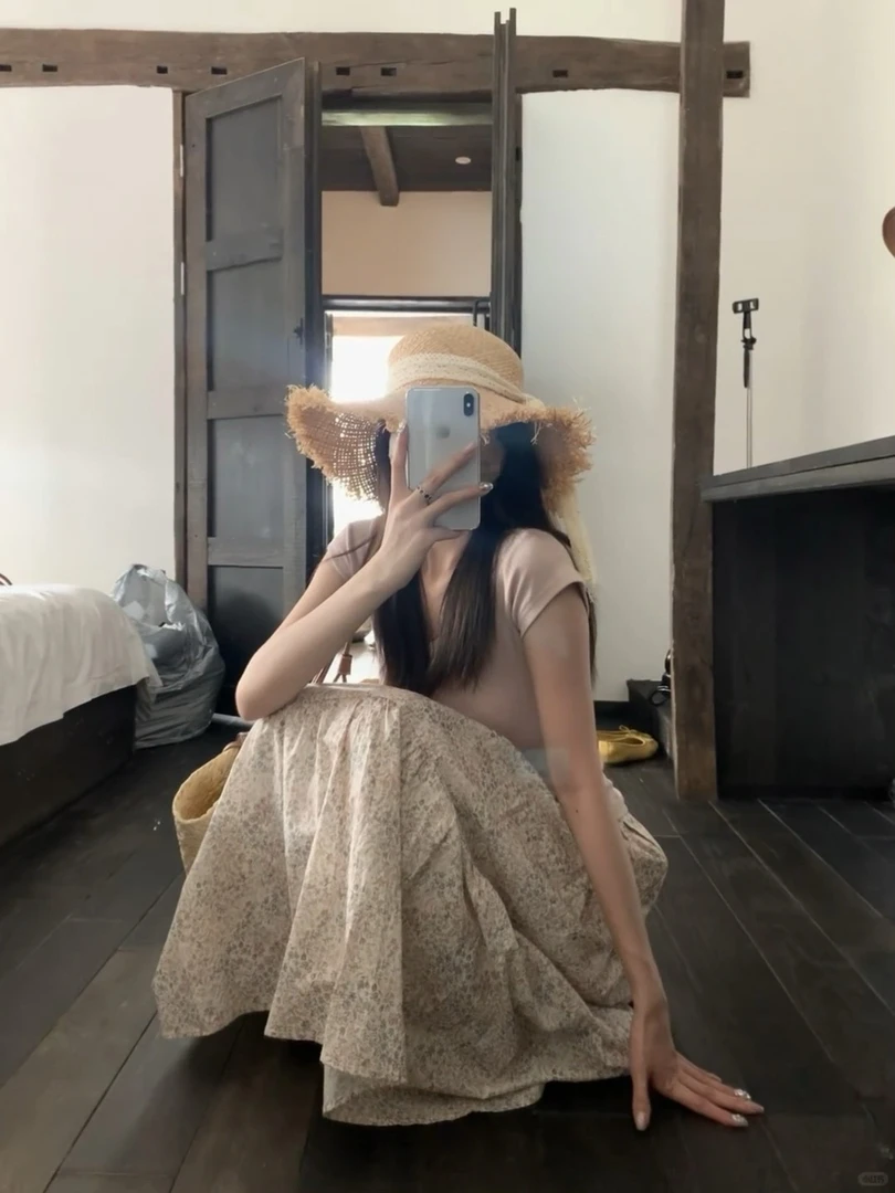 韩系氛围感碎花裙女自带内衬半身裙