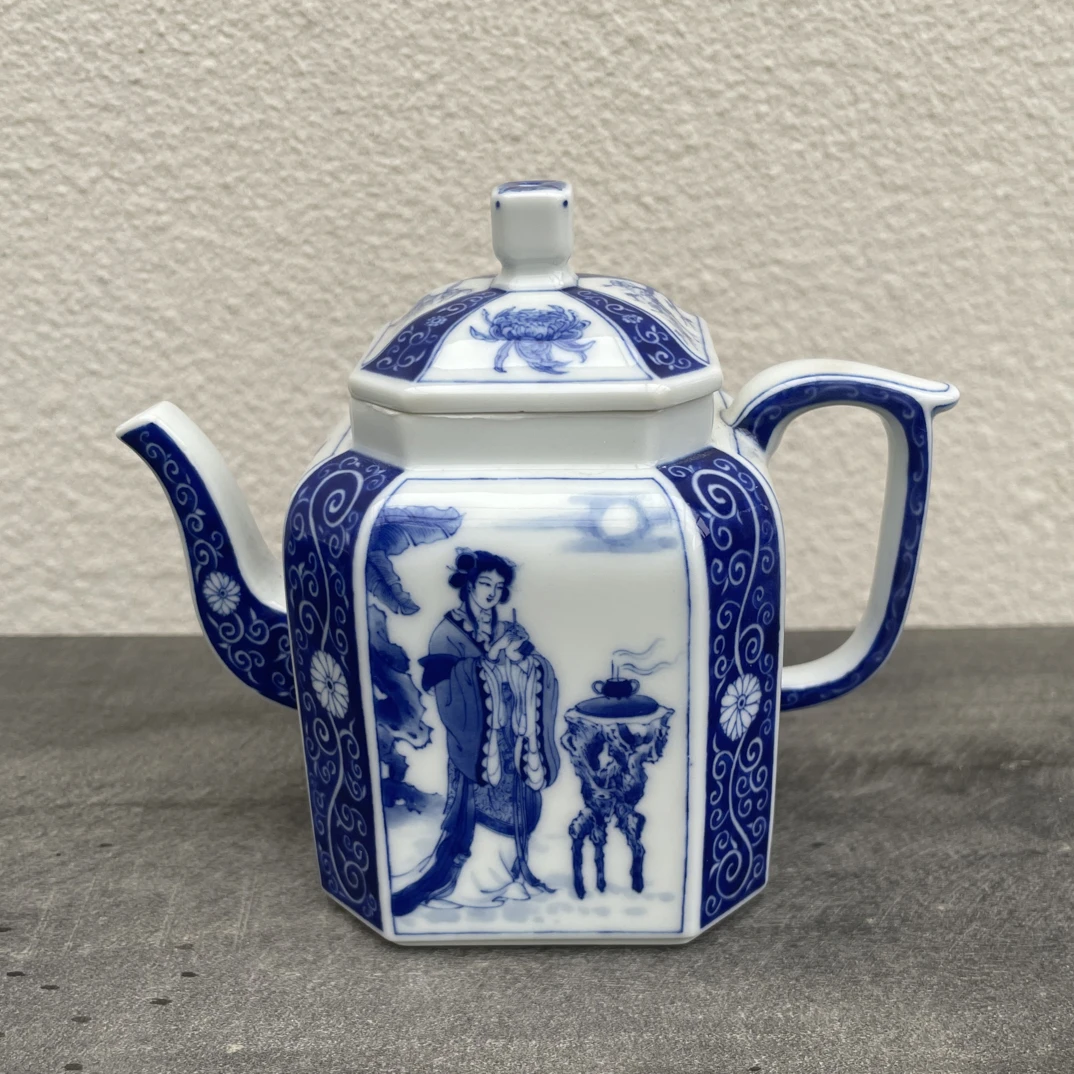 缠枝花卉纹开窗四大美女四方壶手工大容量泡壶260ml