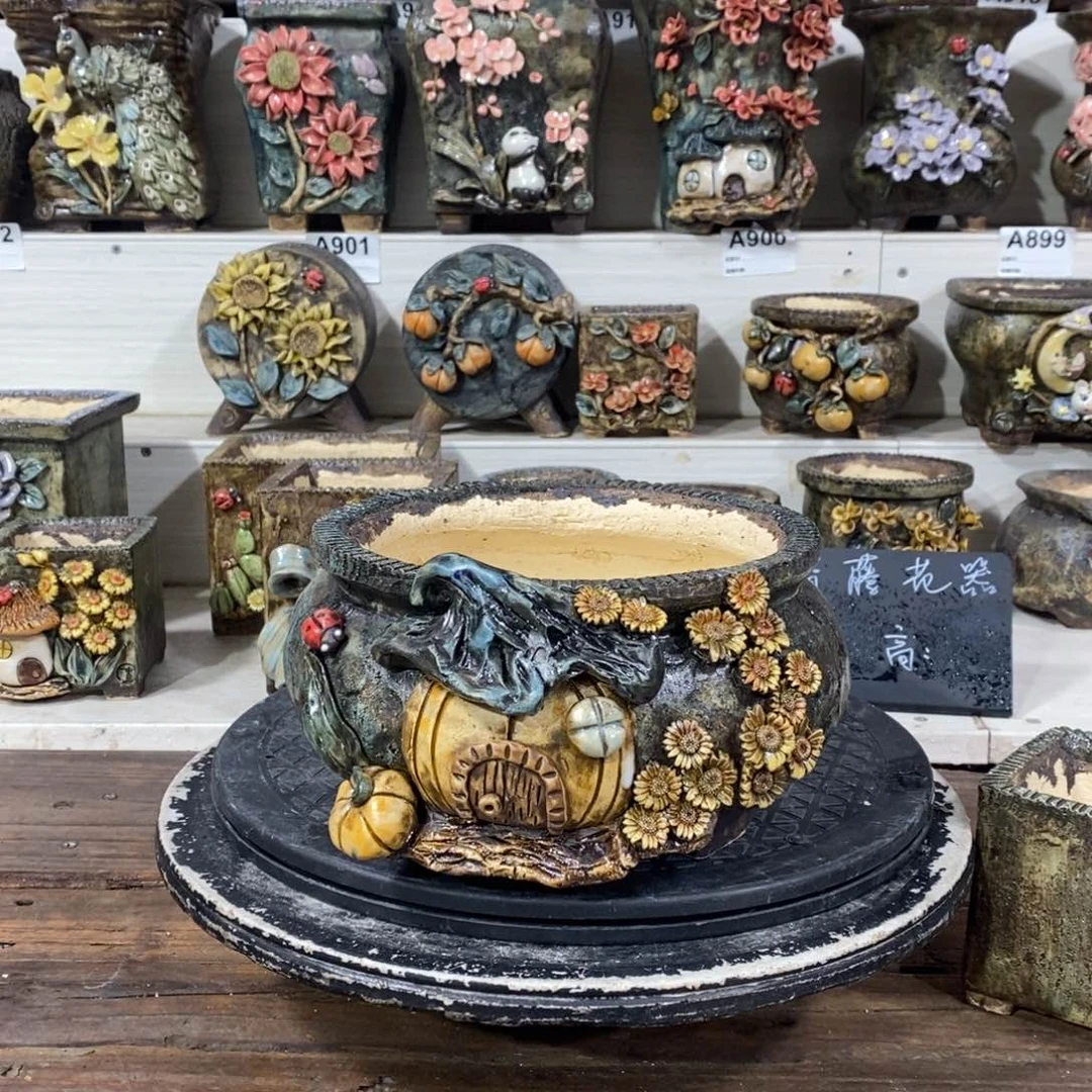 红陶青藤花器多肉花盆