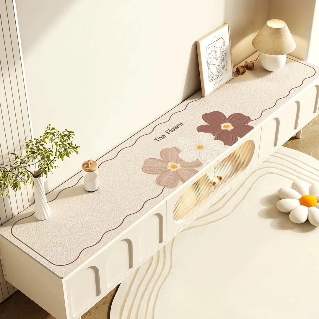 PVC轻奢高级感电视柜桌垫长条防水防油鞋柜餐边柜垫台面保护垫子