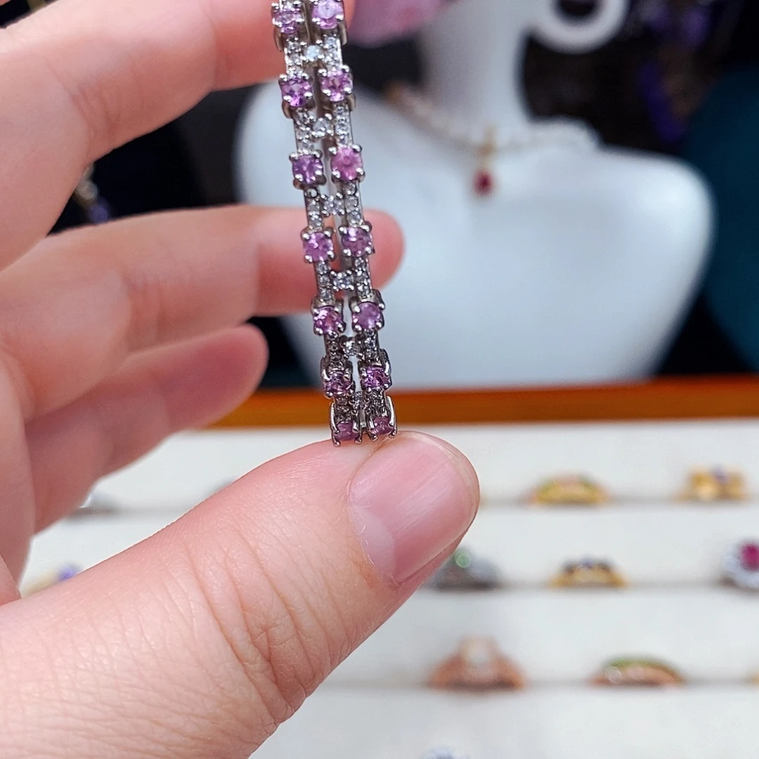 蓝宝石手镯14K金镶嵌