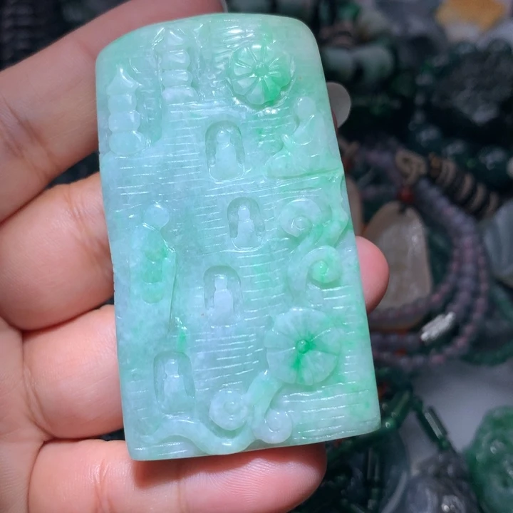 翡翠颈饰未镶嵌保真天然A货翡翠