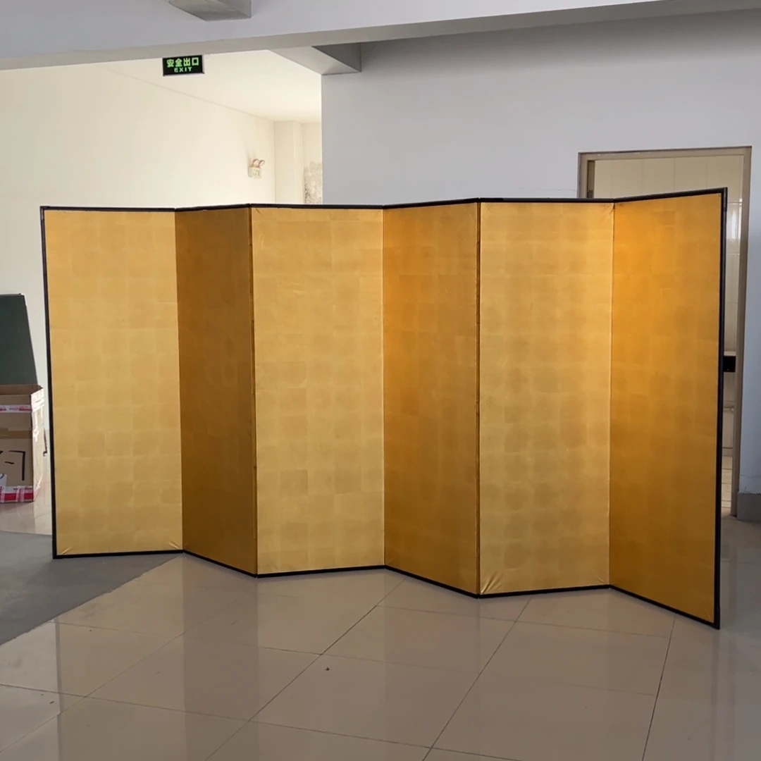 绘画金绢屏风框画茶空间设计