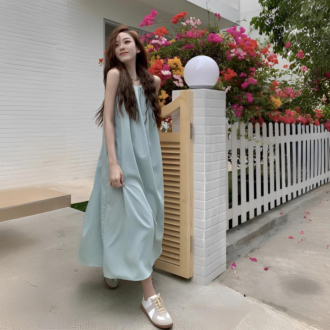 小众女装无袖背心裙子夏天连衣裙女夏季高级法式宽松显瘦a字长裙